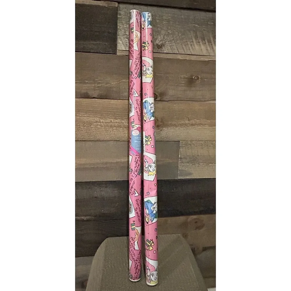 American Greetings Forget Me Not Two Gift‎ Wrap VTG Happy Birthday Sex Goddess